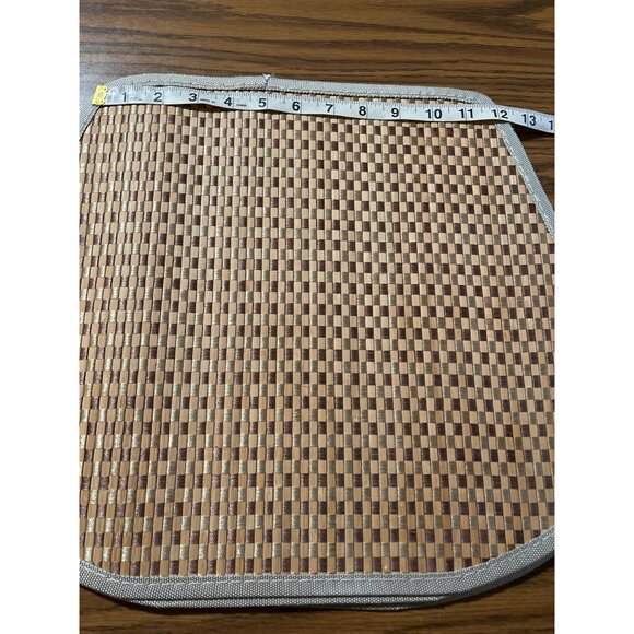 Odd shaped tan brown checkerboard patterned woven placemats set of four - Picture 6 of 6